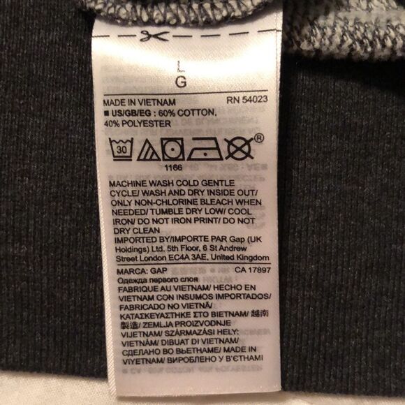 GAP L Slouchy Oversized Charcoal Gray Hoodie with Metallic Jeweled Logo - Picture 9 of 11